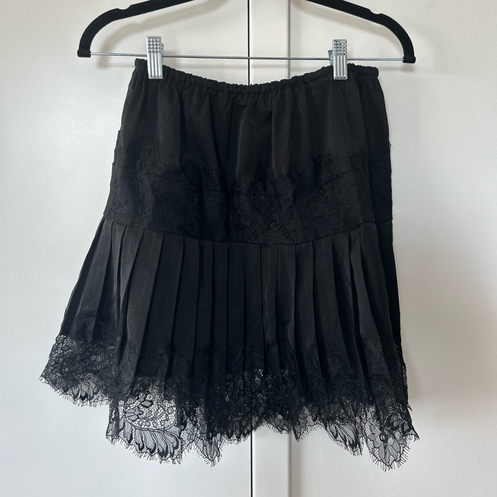 Zara Black Pleated Lace Mini Skirt